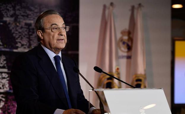 Florentino Pérez, durante su última proclamación como presidente del Real Madrid. /Afp