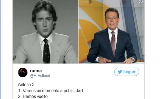 Matías Prats, antes y después del tiempo destinado a los anuncios.</p><p>