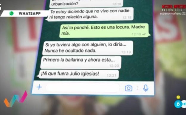 Whatsapp que intercambio Aurelio Manzano con David Bustamante.