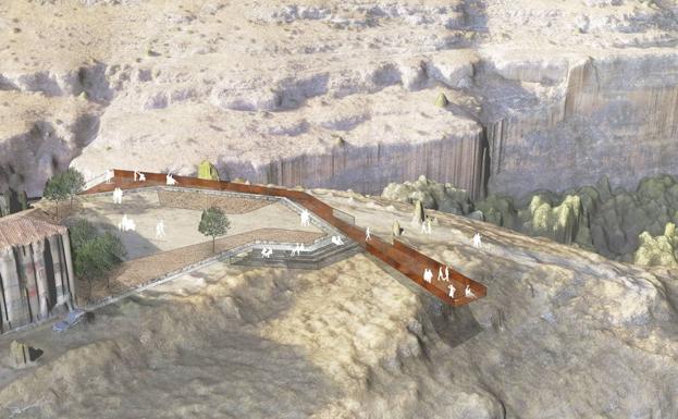 Proyecto del balcón mirador, en la parte trasera del santuario de la Virgen de la Peña, en Sepúlveda. /El Norte