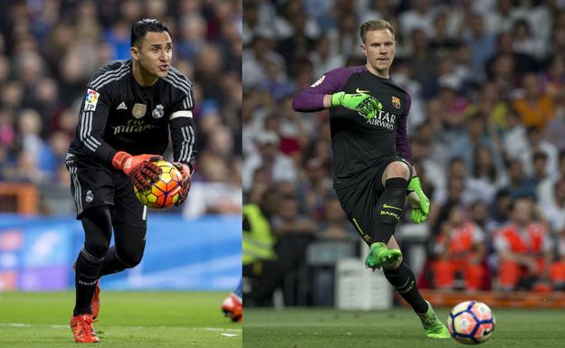 El portero costarricense Keylor Navas (i) y el alemán Ter Stegen. /R. C.