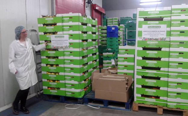 Alimentos preparados de la campaña Tabuenca Solidaria, en las instalaciones de la empresa. /M. R.