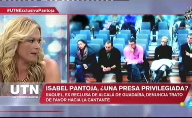 Raquel Martínez, en una de sus intervenciones televisivas hablando sobre Isabel Pantoja./Telecinco