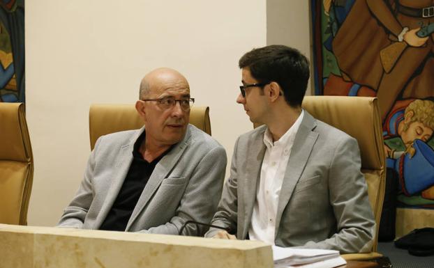 Arturo Ferreras y José Luis Mateos, en un pleno municipal. /LAYA