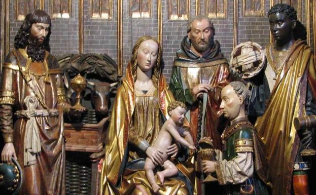Tríptico de la Adoración de los Magos de la localidad burgalesa de Covarrubias, una de las primeras expresiones artísticas que muestra a un Baltasar negro. /El Norte-Efe