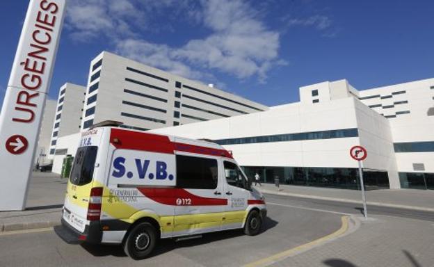 Una ambulancia del Servicio Vital Básico, ante La Fe. /Las Provincias