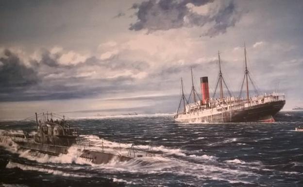 Recreación del hundimiento del 'Carpathia' por un submarino alemán. /R.C.