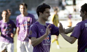 Los jugadores del Palencia celebran un gol durante la pasada temporada / Víctor Herrero/
