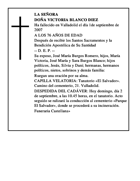 DOÑA VICTORIA BLANCO DIEZ