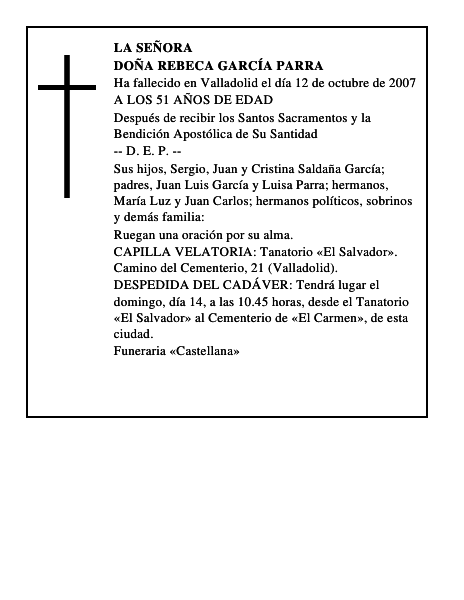DOÑA REBECA GARCÍA PARRA