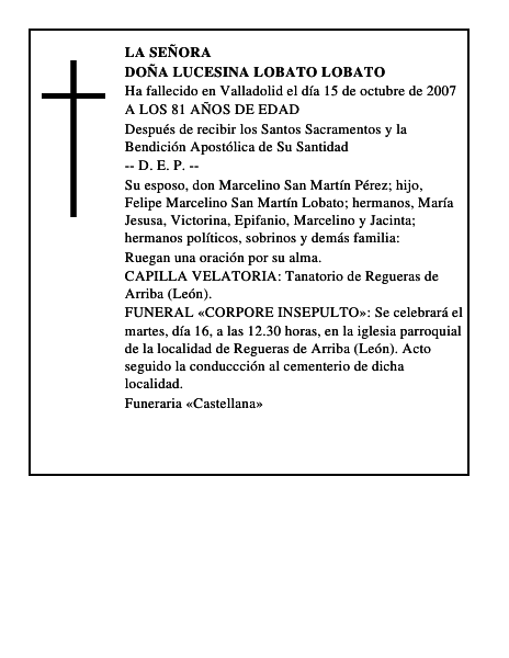 DOÑA LUCESINA LOBATO LOBATO
