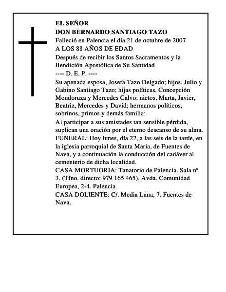 DON BERNARDO SANTIAGO TAZO