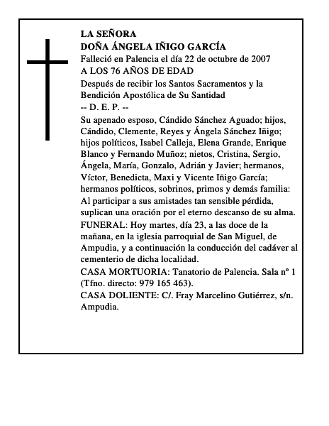 DOÑA ÁNGELA IÑIGO GARCÍA