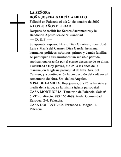 DOÑA JOSEFA GARCÍA ALBILLO