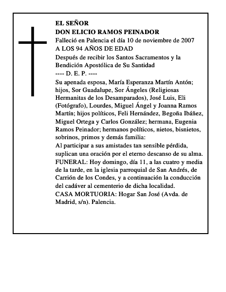 DON ELICIO RAMOS PEINADOR