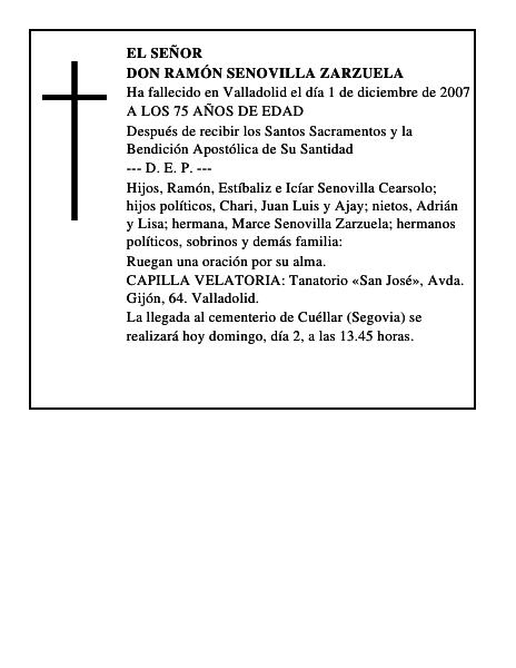 DON RAMÓN SENOVILLA ZARZUELA