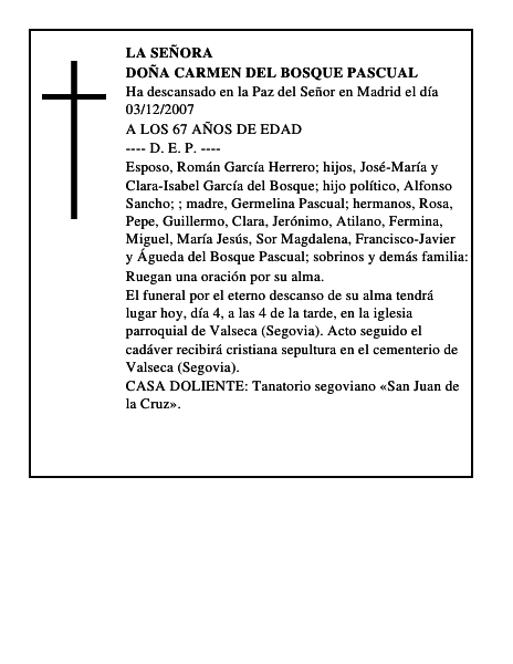 DOÑA CARMEN DEL BOSQUE PASCUAL