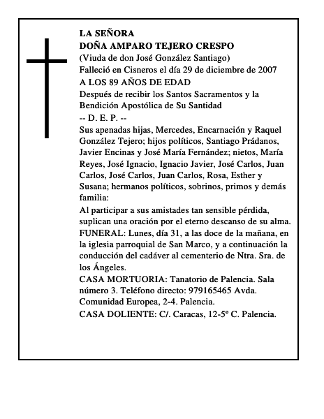 DOÑA AMPARO TEJERO CRESPO