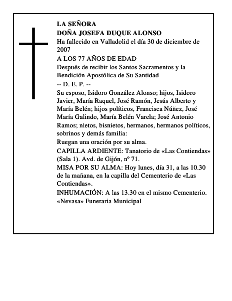 DOÑA JOSEFA DUQUE ALONSO