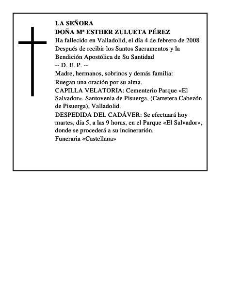 DOÑA Mª ESTHER ZULUETA PÉREZ