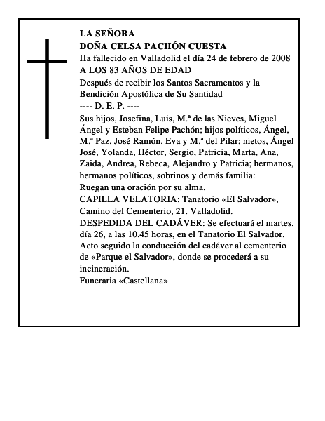 DOÑA CELSA PACHÓN CUESTA