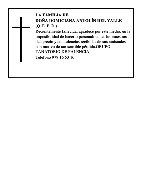 DOÑA DOMICIANA ANTOLÍN DEL VALLE