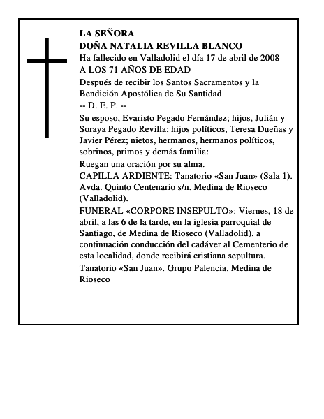 DOÑA NATALIA REVILLA BLANCO
