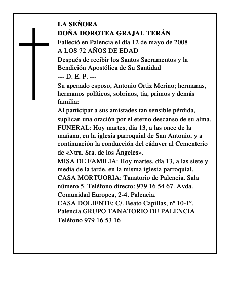 DOÑA DOROTEA GRAJAL TERÁN