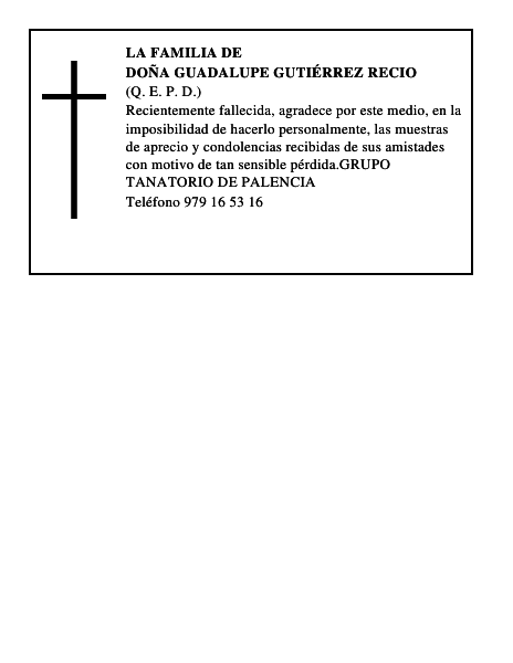 DOÑA GUADALUPE GUTIÉRREZ RECIO