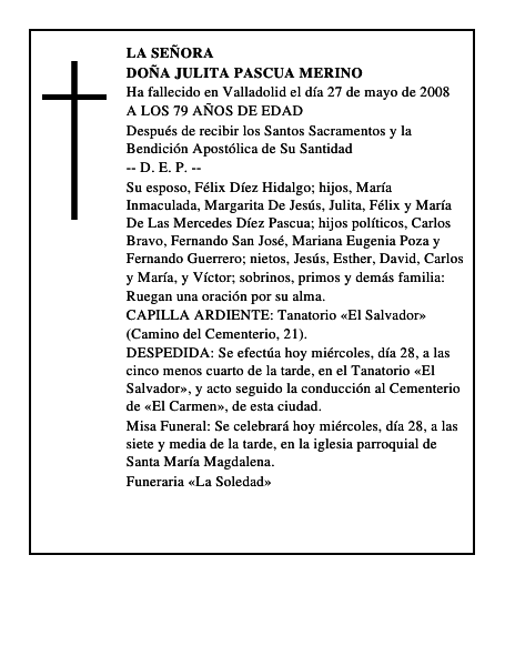 DOÑA JULITA PASCUA MERINO