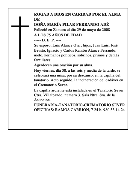 DOÑA MARÍA PILAR FERRANDO ADÉ