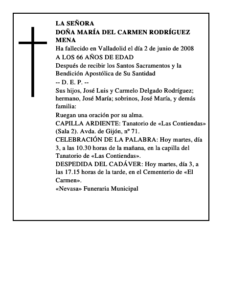 DOÑA MARÍA DEL CARMEN RODRÍGUEZ MENA