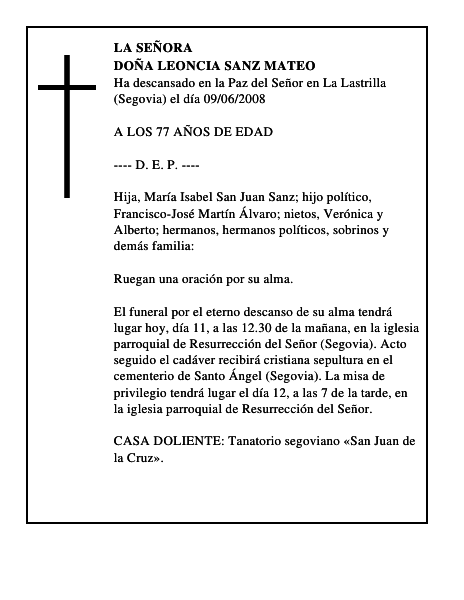 DOÑA LEONCIA SANZ MATEO