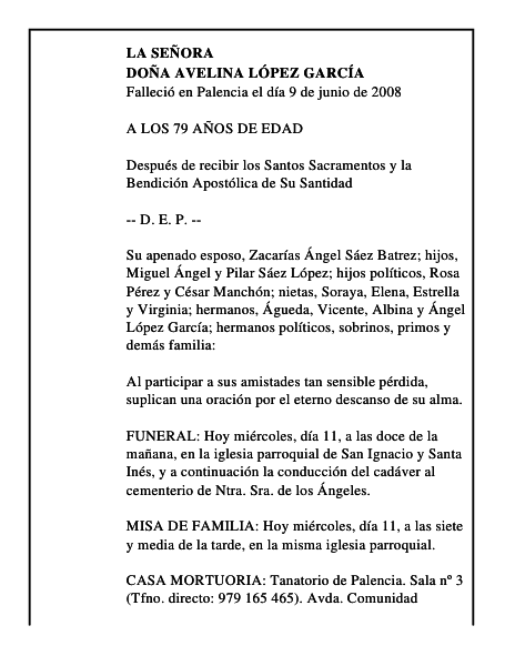 DOÑA AVELINA LÓPEZ GARCÍA