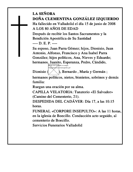 DOÑA CLEMENTINA GONZÁLEZ IZQUIERDO