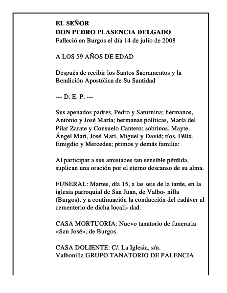 DON PEDRO PLASENCIA DELGADO