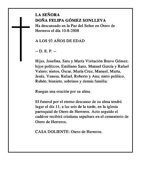 DOÑA FELIPA GÓMEZ SONLLEVA