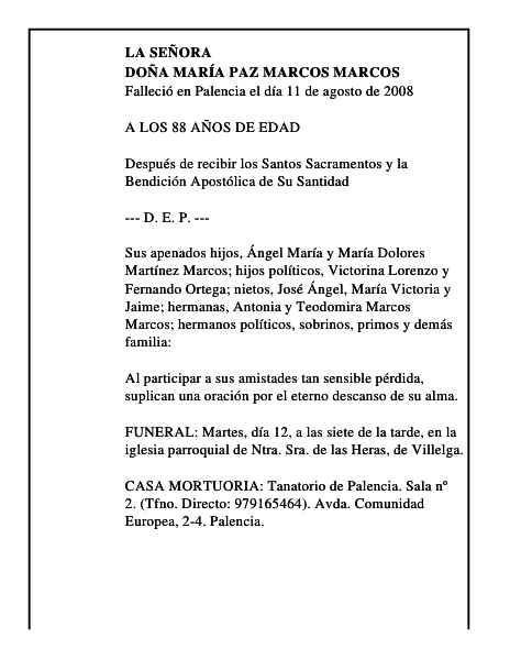DOÑA MARÍA PAZ MARCOS MARCOS