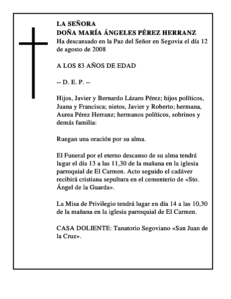 DOÑA MARÍA ÁNGELES PÉREZ HERRANZ