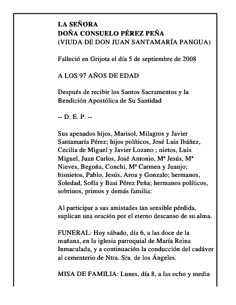 DOÑA CONSUELO PÉREZ PEÑA