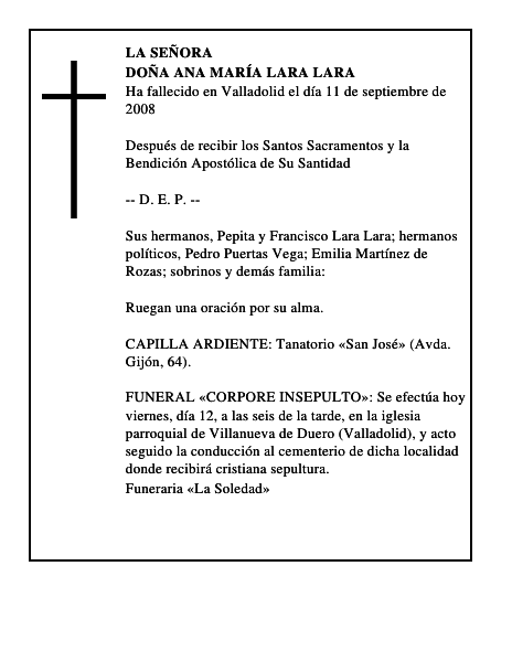 DOÑA ANA MARÍA LARA LARA