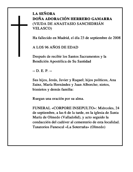 DOÑA ADORACIÓN HERRERO GAMARRA