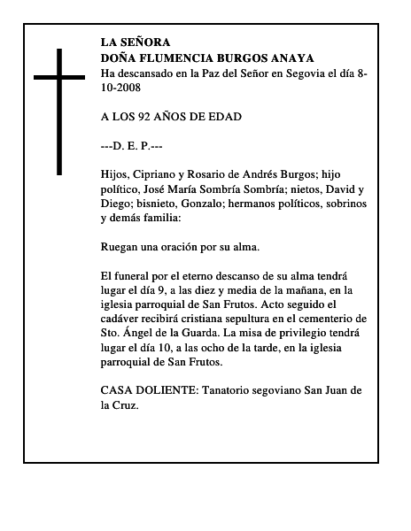 DOÑA FLUMENCIA BURGOS ANAYA