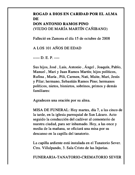 DON ANTONIO RAMOS PINO