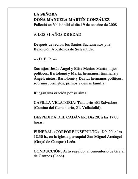 DOÑA MANUELA MARTÍN GONZÁLEZ