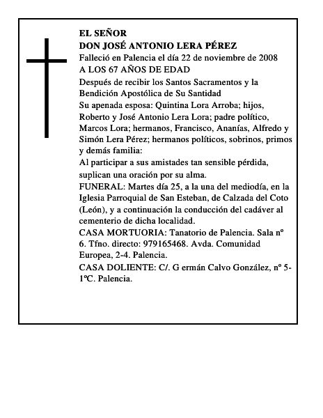 DON JOSÉ ANTONIO LERA PÉREZ