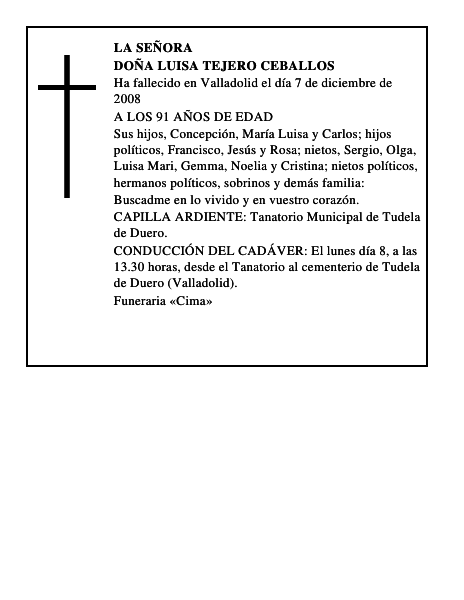 DOÑA LUISA TEJERO CEBALLOS