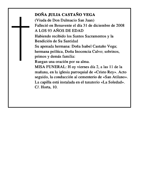 DOÑA JULIA CASTAÑO VEGA