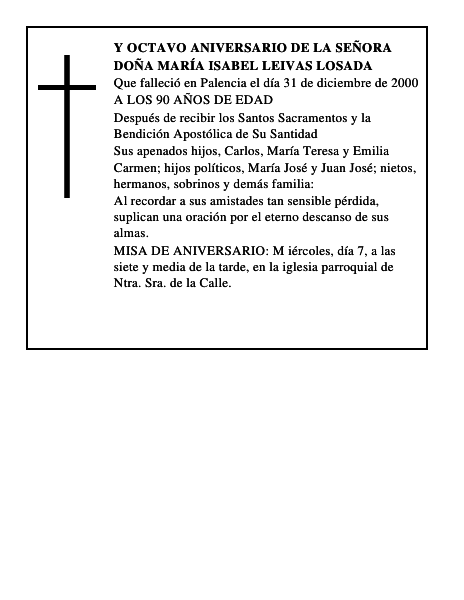 DOÑA MARÍA ISABEL LEIVAS LOSADA