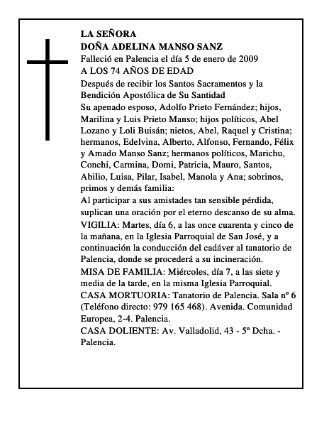 DOÑA ADELINA MANSO SANZ